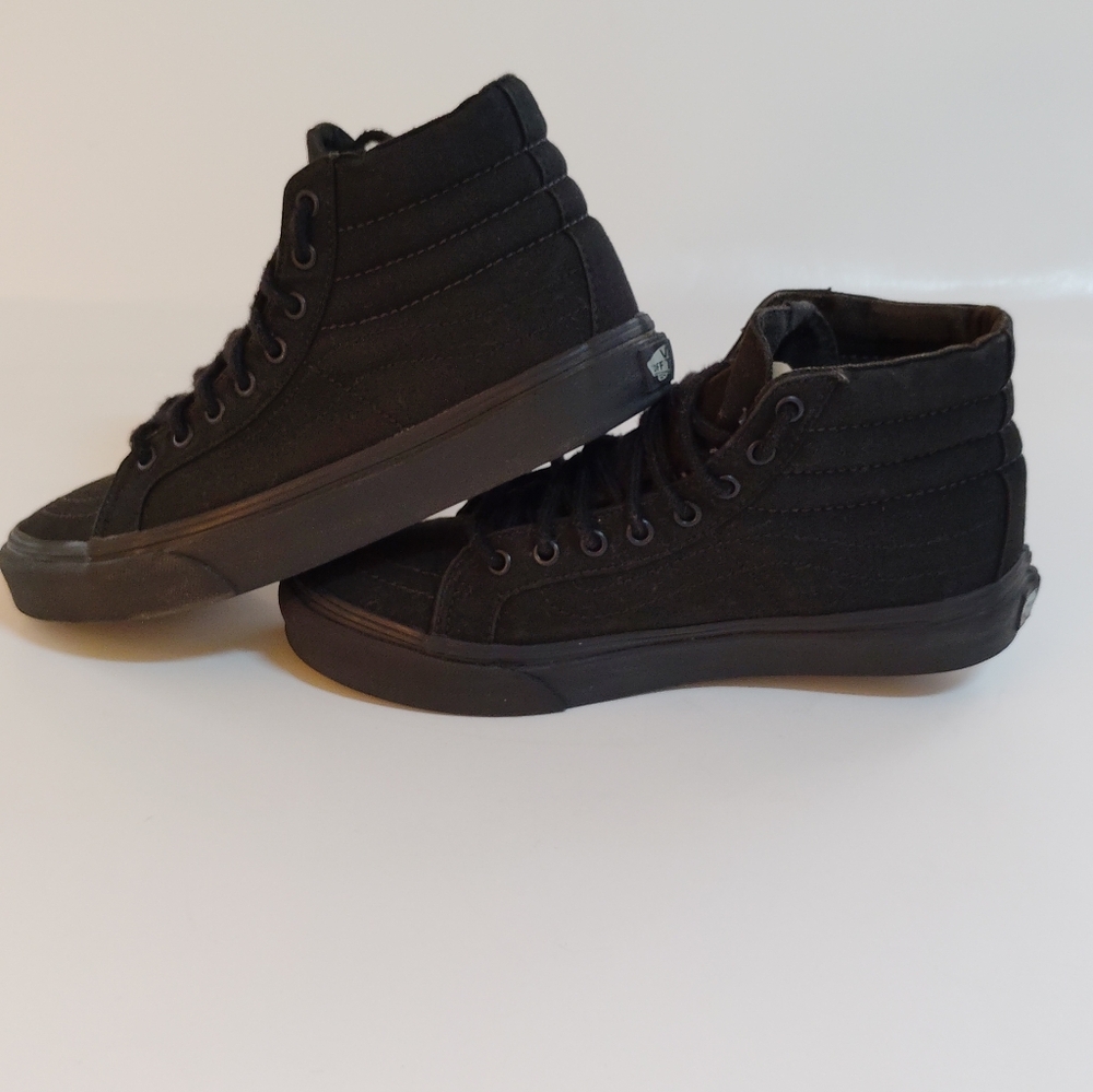 Vans Black High-Top Canvas Sneakers with Off The Wall Patch - Picture 4 of 8